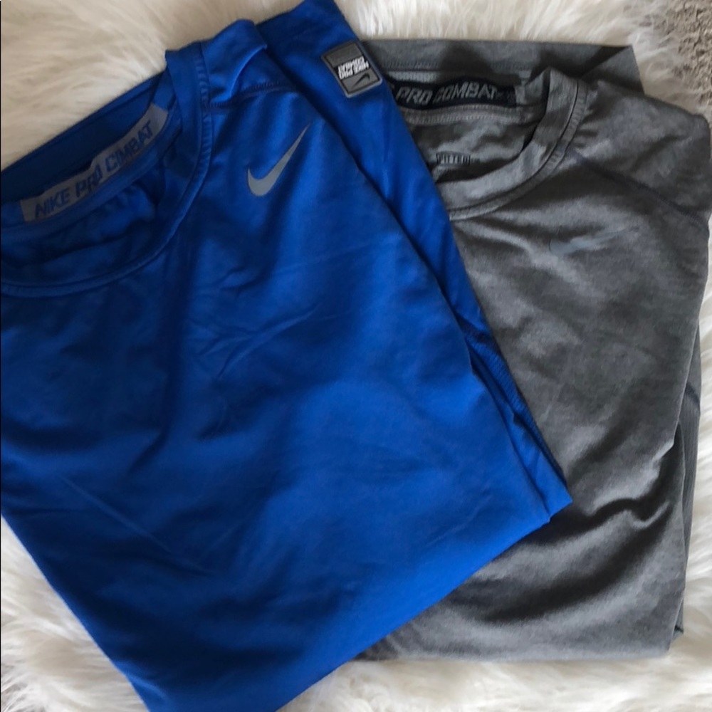 Lot of 2 Nike Pro Combat long sleeved shirts.